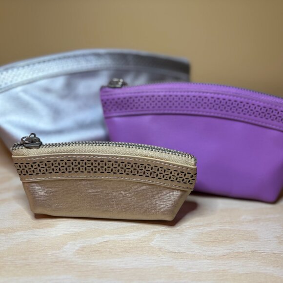 White House Black Market Makeup Bag Trio (Purple, Silver, Gold) **NEW WOT** - Picture 2 of 11